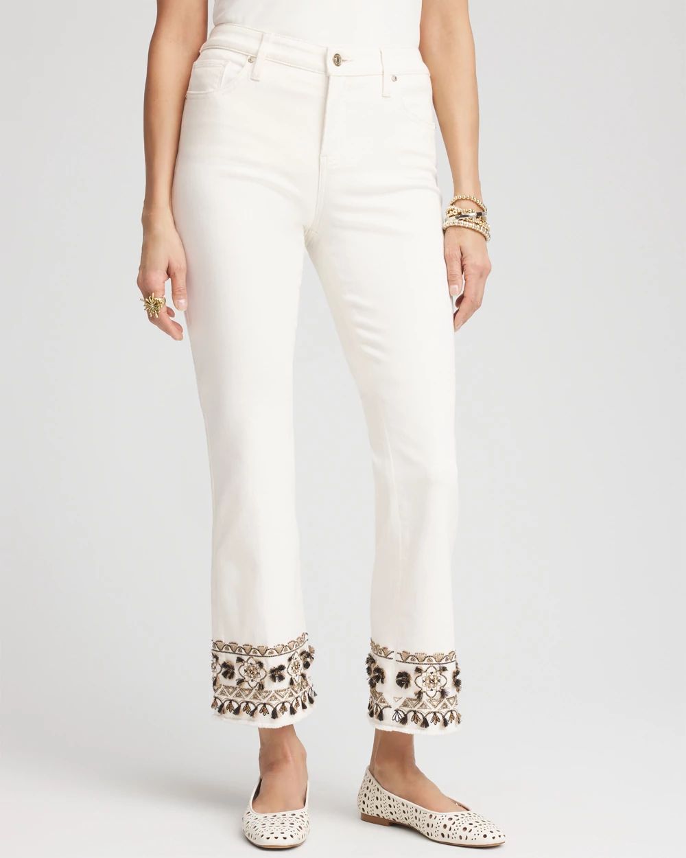 Stella Hr Kick Flare Jeans Birch Detail Cut Off